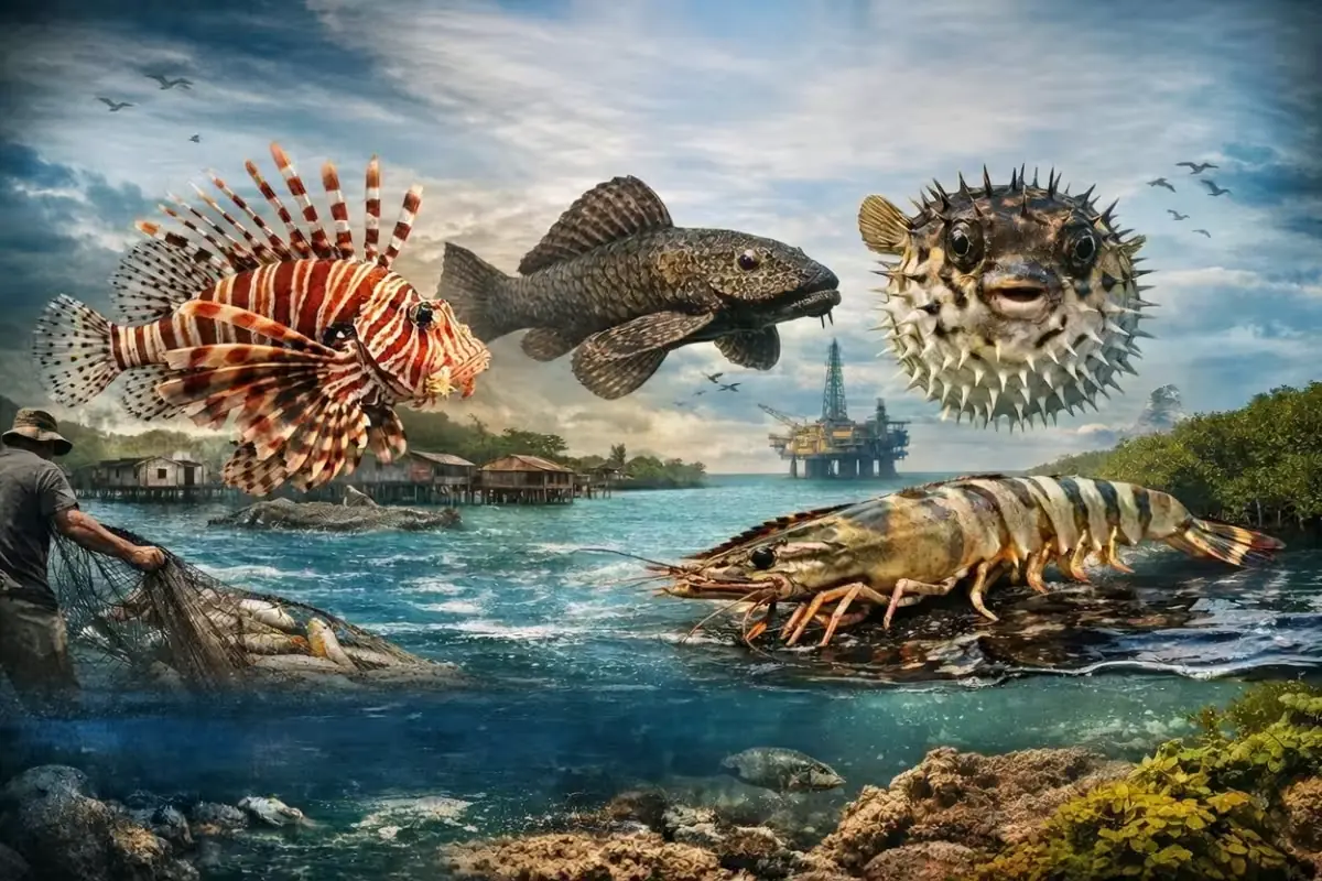 La fauna marina en Campeche enfrenta riesgos por especies exóticas que afectan la economía costera.