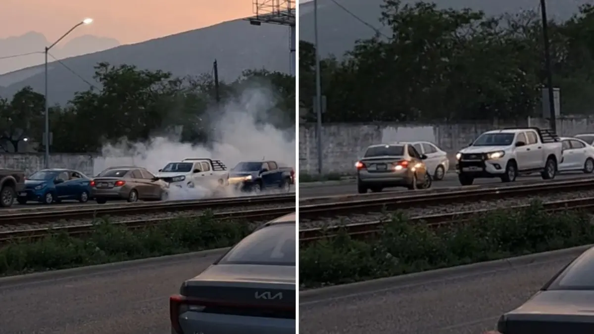 Un incidente complicado en San Nicolás de los Garza se vuelve viral por la reacción del conductor de una camioneta.