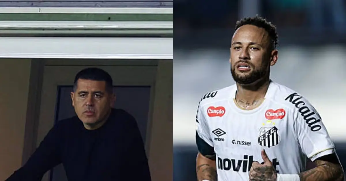 El presidente de Boca regaló camisetas a Neymar durante un entrenamiento.
