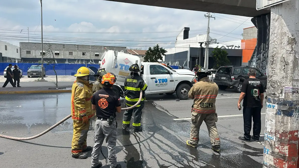 Un accidente en el centro de Guadalupe provocó una fuga de gas sin heridos.
