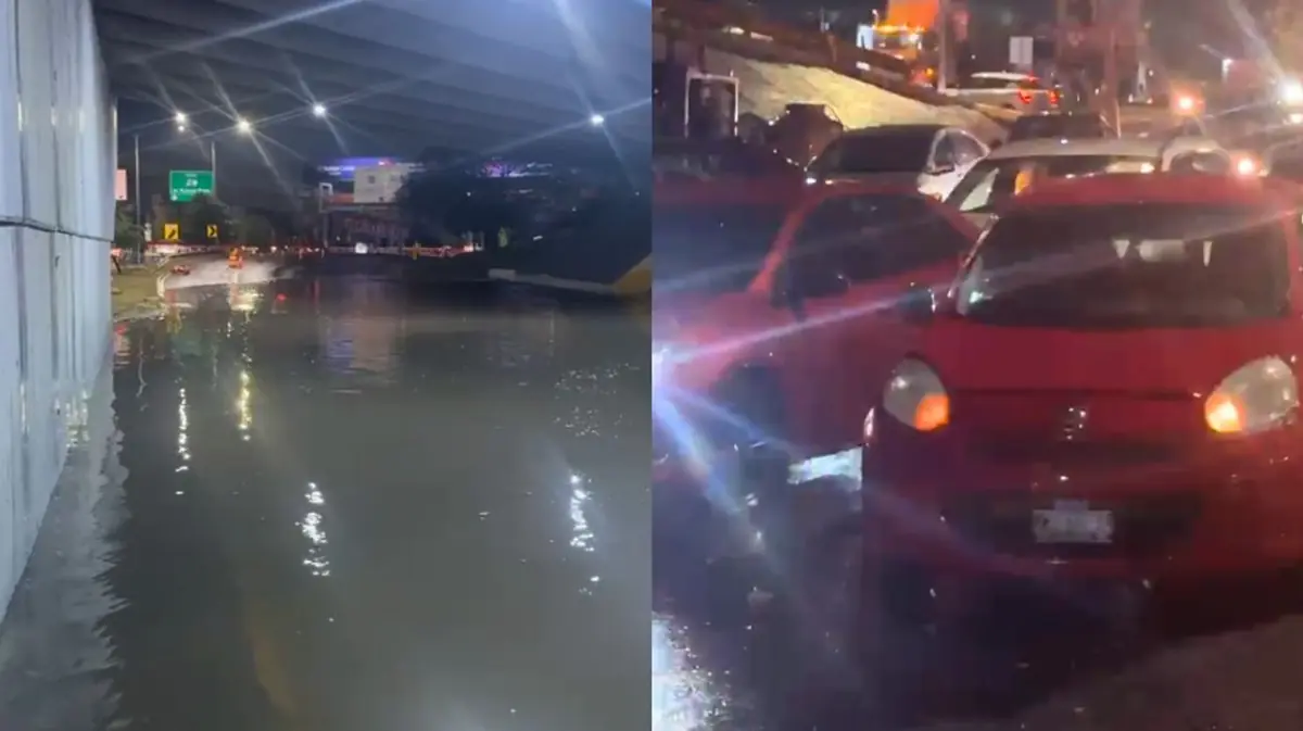 Las lluvias de la madrugada ocasionan inundaciones en pasos a desnivel, complicando el tránsito vehicular.