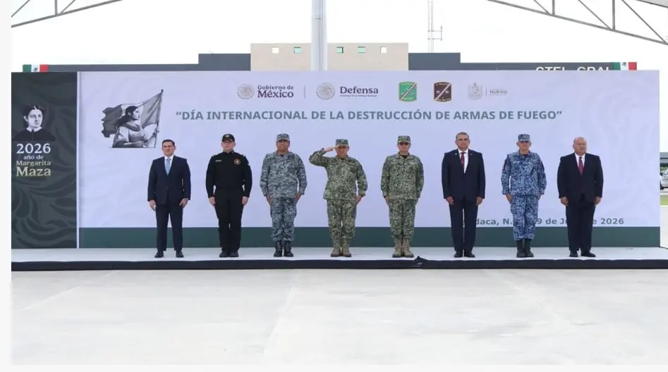 Autoridades militares llevan a cabo la destrucción de armamento como parte de la Estrategia Nacional de Seguridad Pública.