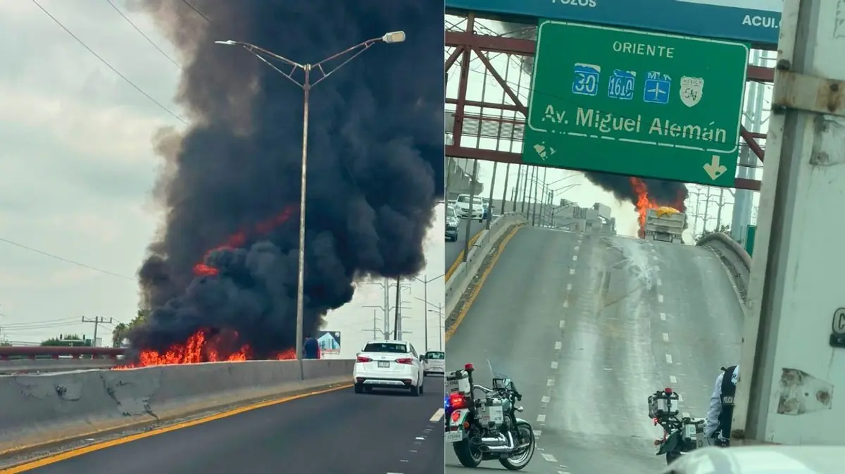 Un incendio en la avenida Miguel Alemán interrumpe la circulación, generando largas filas de tráfico.
