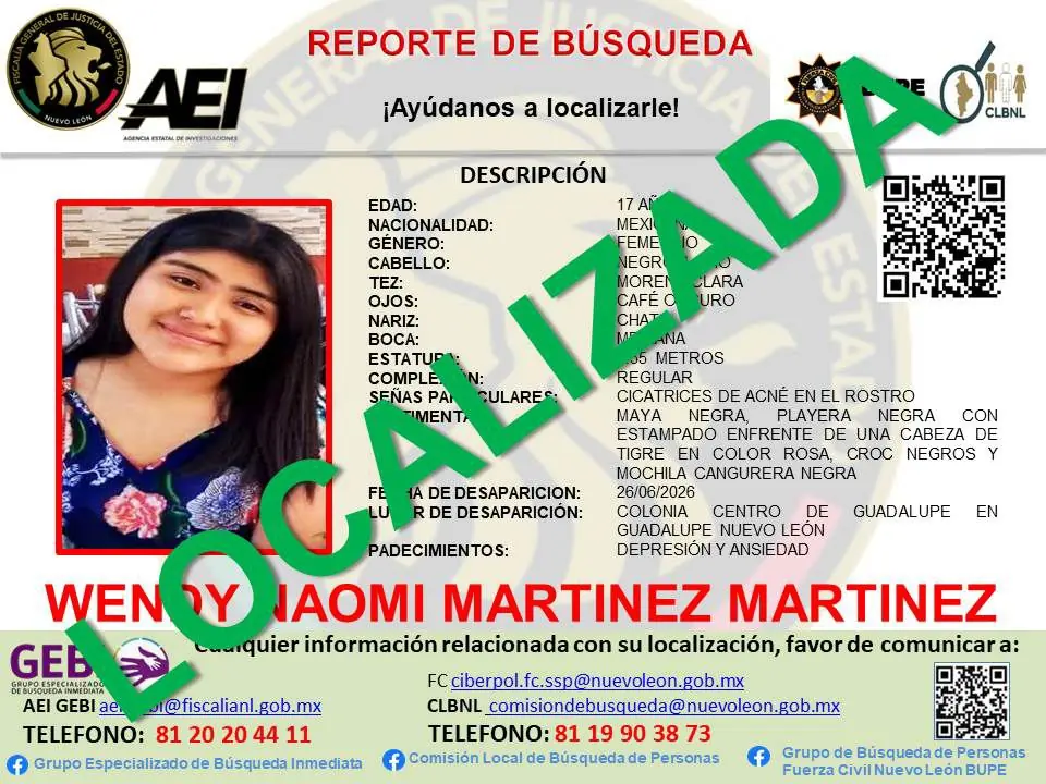 La adolescente había desaparecido en Juárez, Nuevo León, generando preocupación en la comunidad.