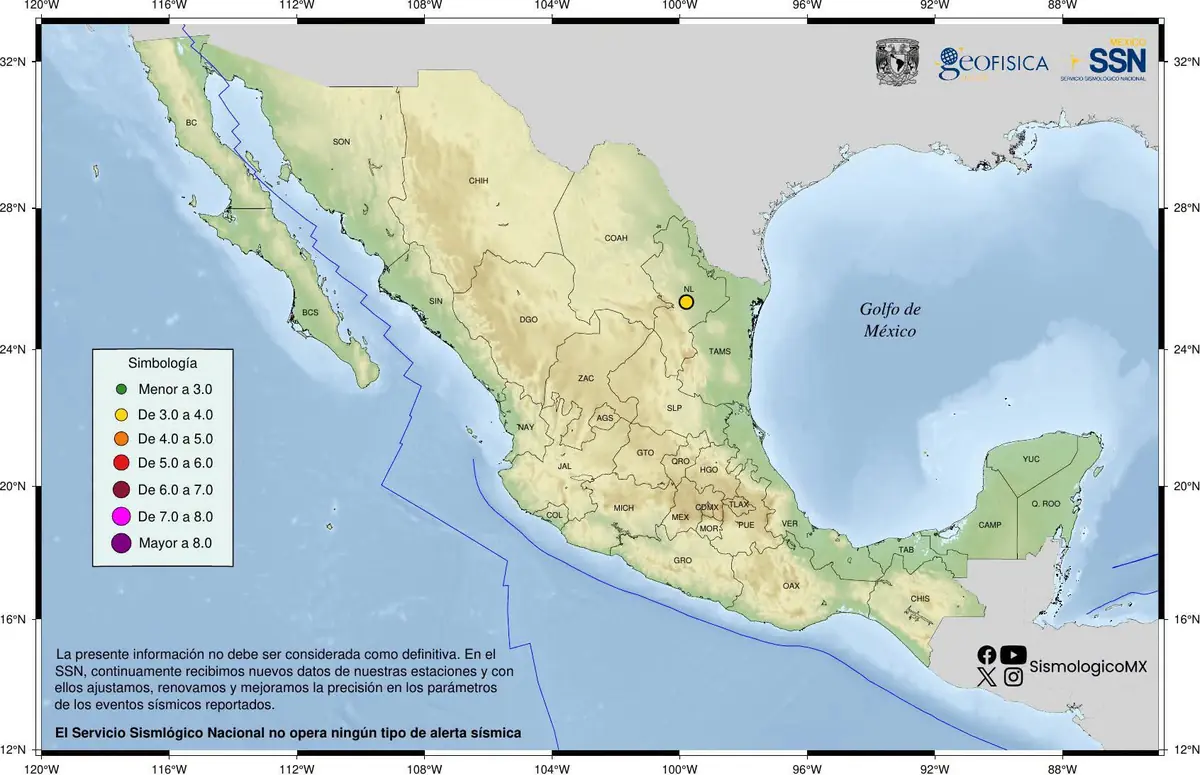 Un sismo leve se registró esta mañana en Montemorelos, sin afectaciones destacadas.